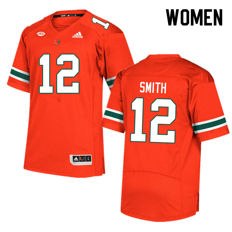 Women #12 Brashard Smith Miami Hurricanes College Football Jerseys Sale-Orange